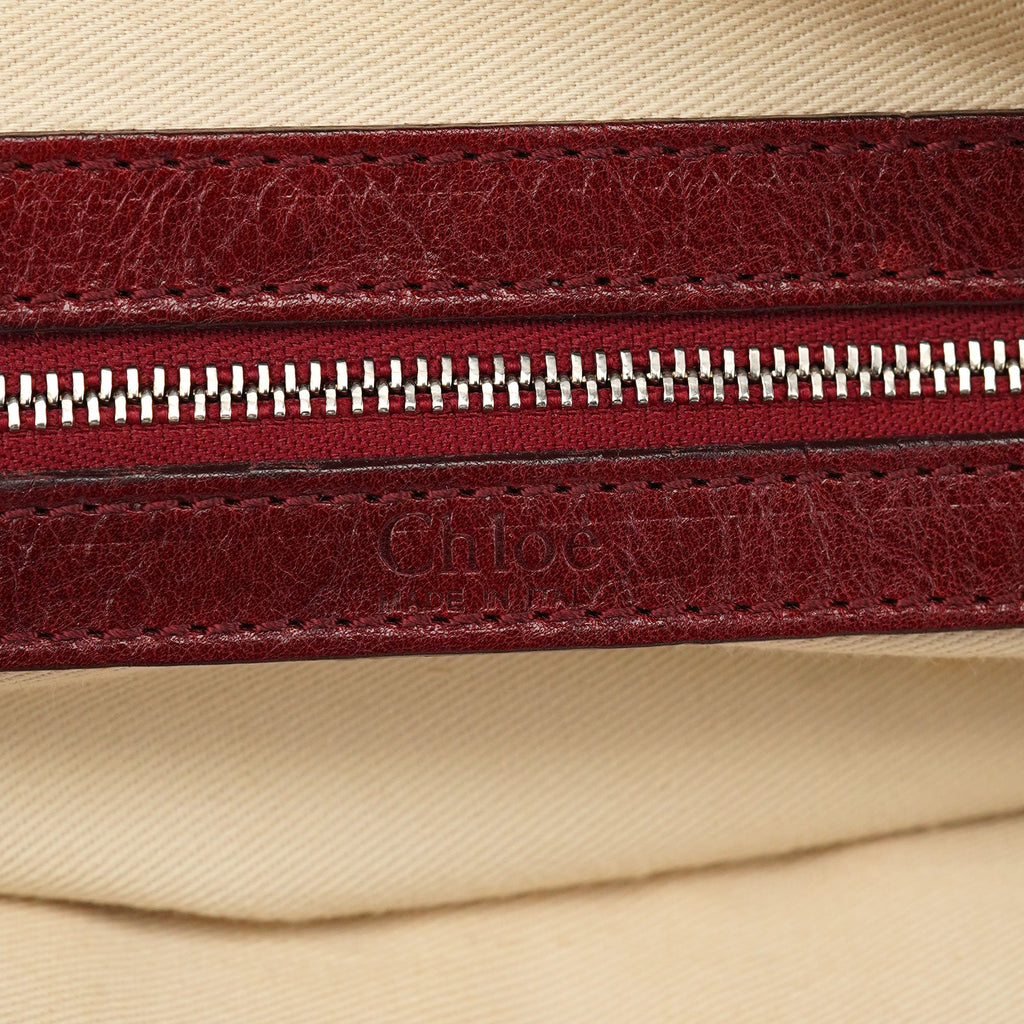 Burgundy Lambskin Leather Tote Bag