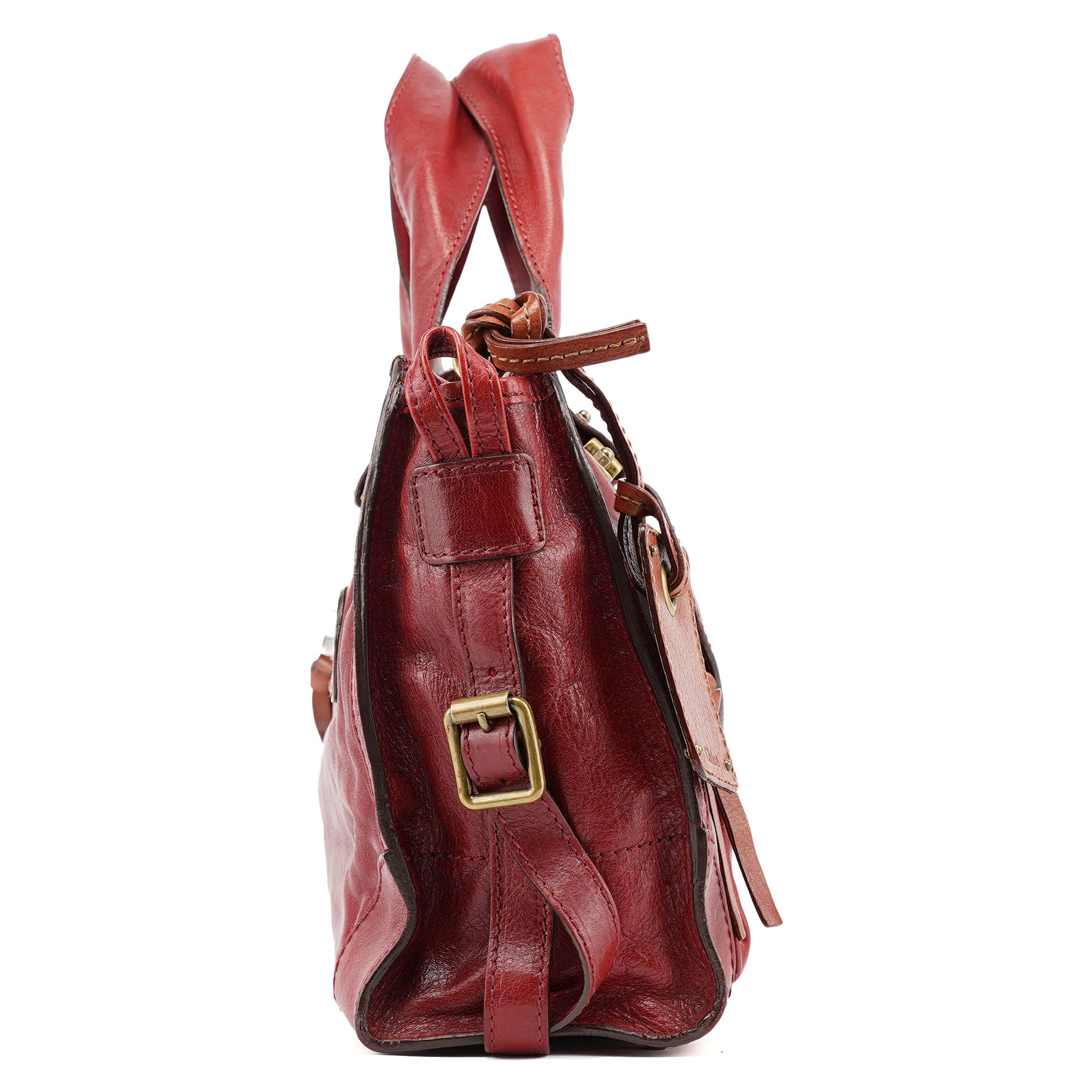 Burgundy Lambskin Leather Tote Bag