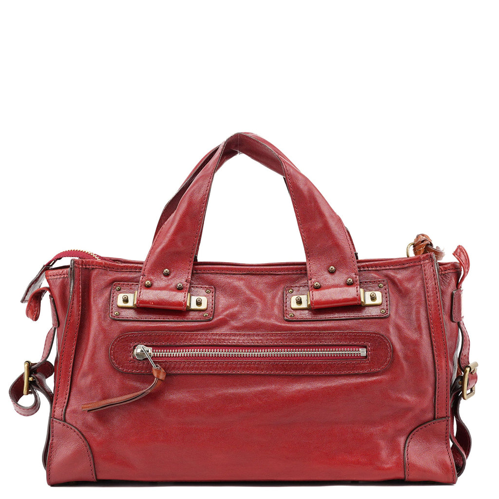 Burgundy Lambskin Leather Tote Bag