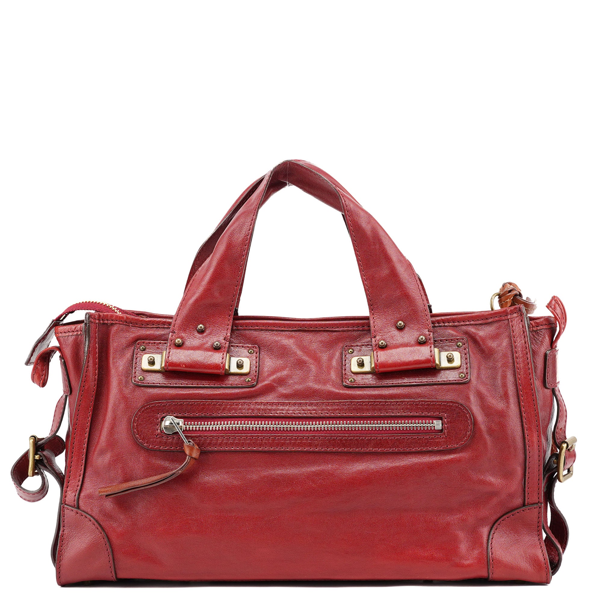 Burgundy Lambskin Leather Tote Bag
