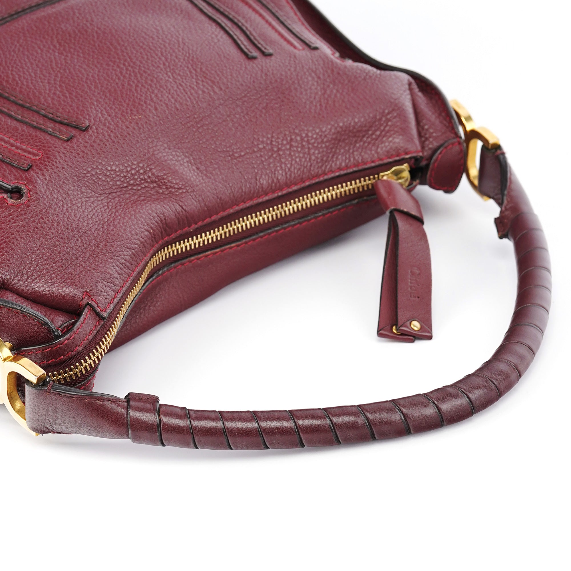 Burgundy Leather Marcie Shoulder Bag