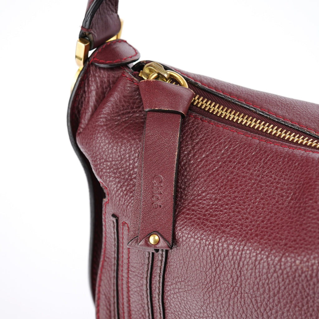 Burgundy Leather Marcie Shoulder Bag