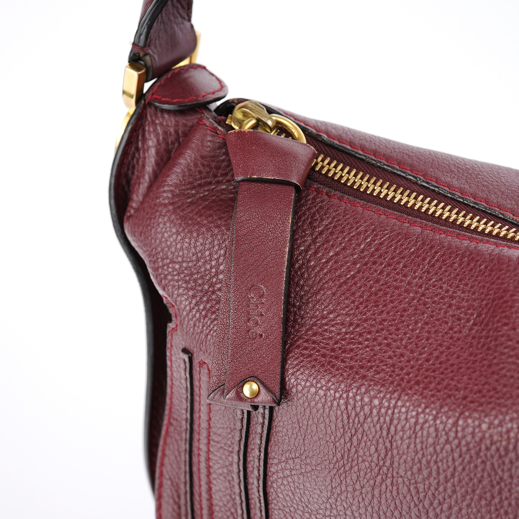 Burgundy Leather Marcie Shoulder Bag