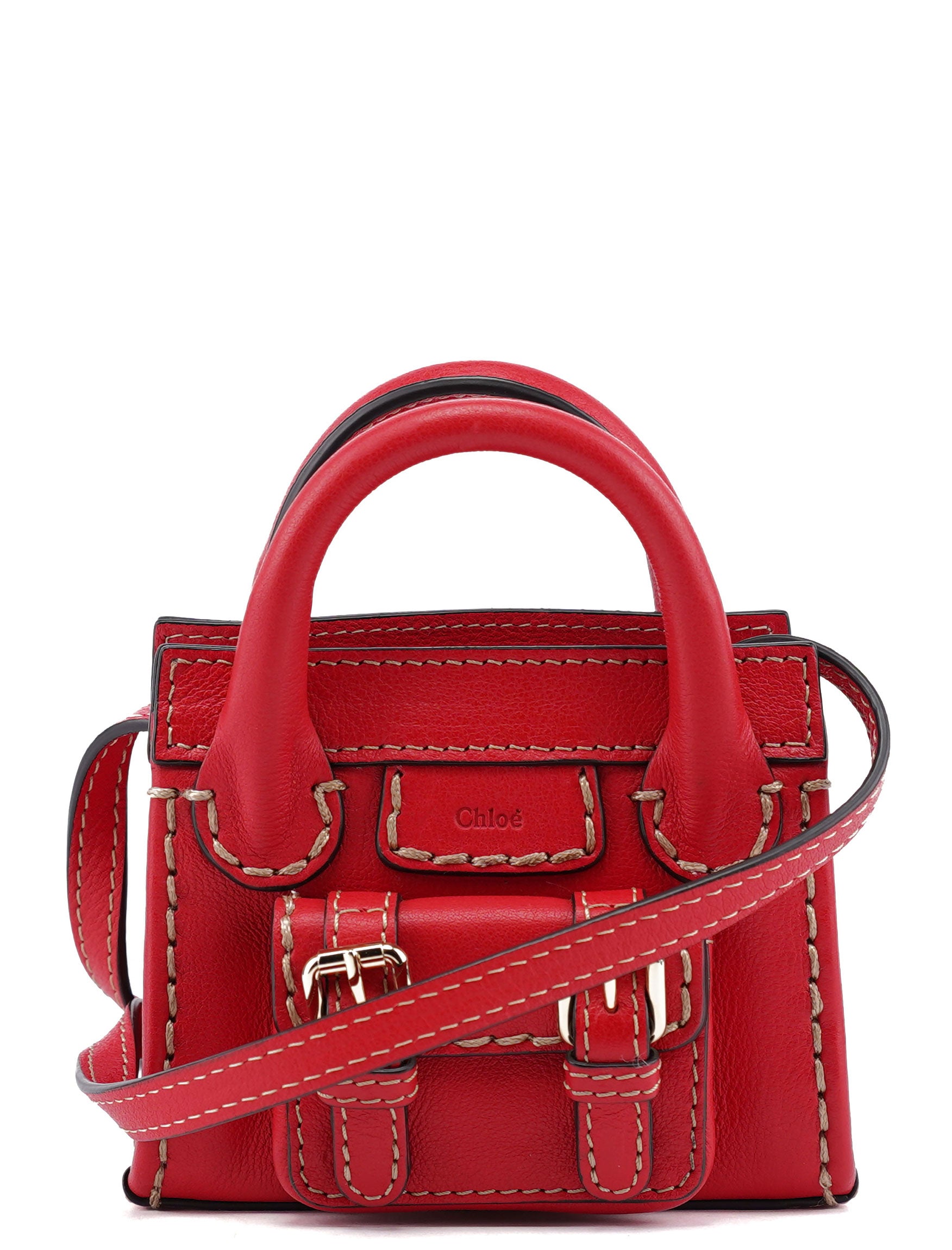 Burgundy Leather Micro Edith Bag