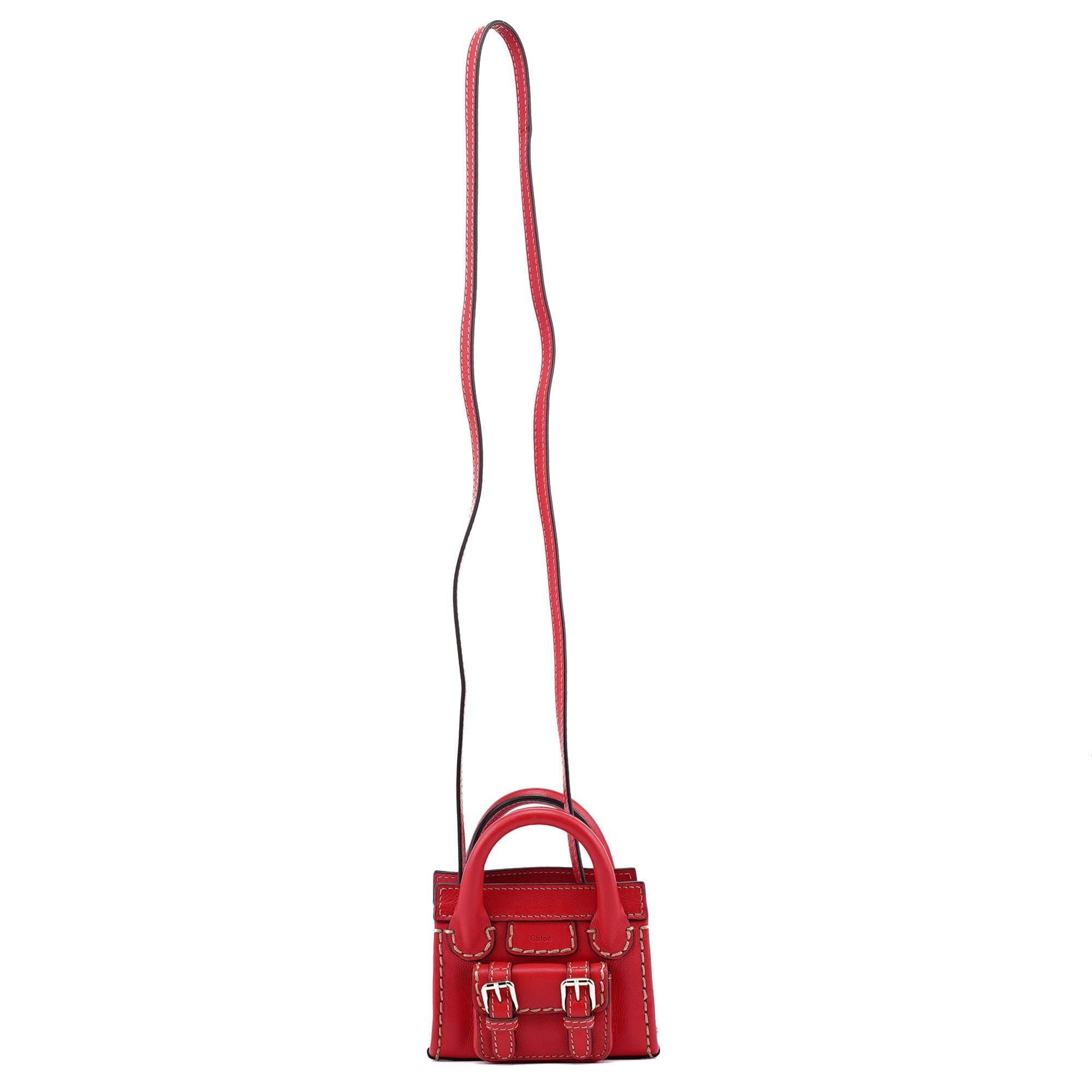 Burgundy Leather Micro Edith Bag