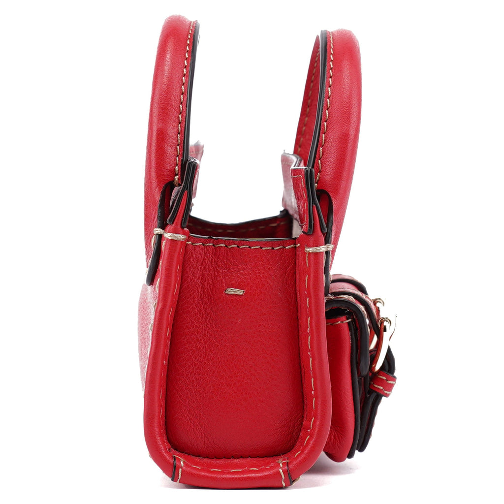 Burgundy Leather Micro Edith Bag