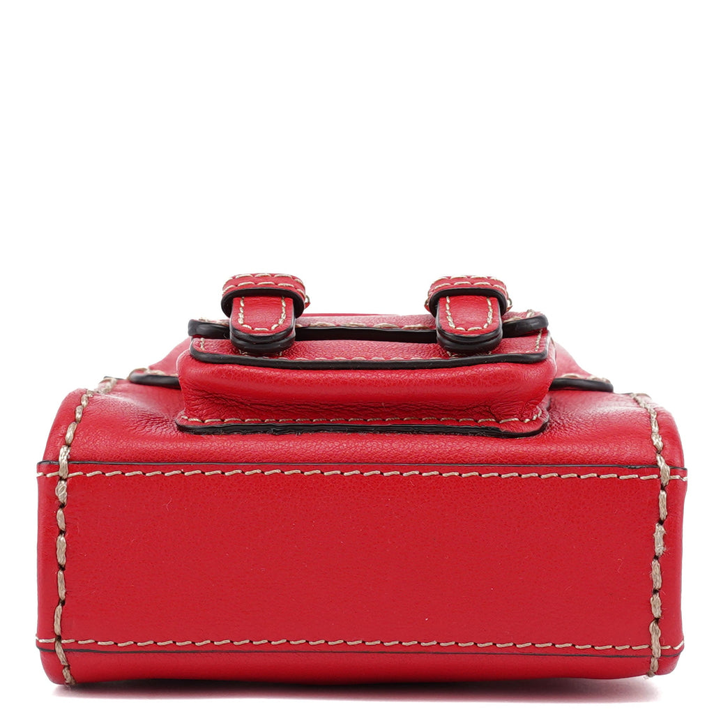 Burgundy Leather Micro Edith Bag