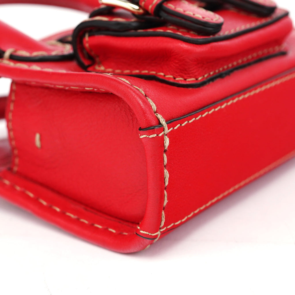 Burgundy Leather Micro Edith Bag