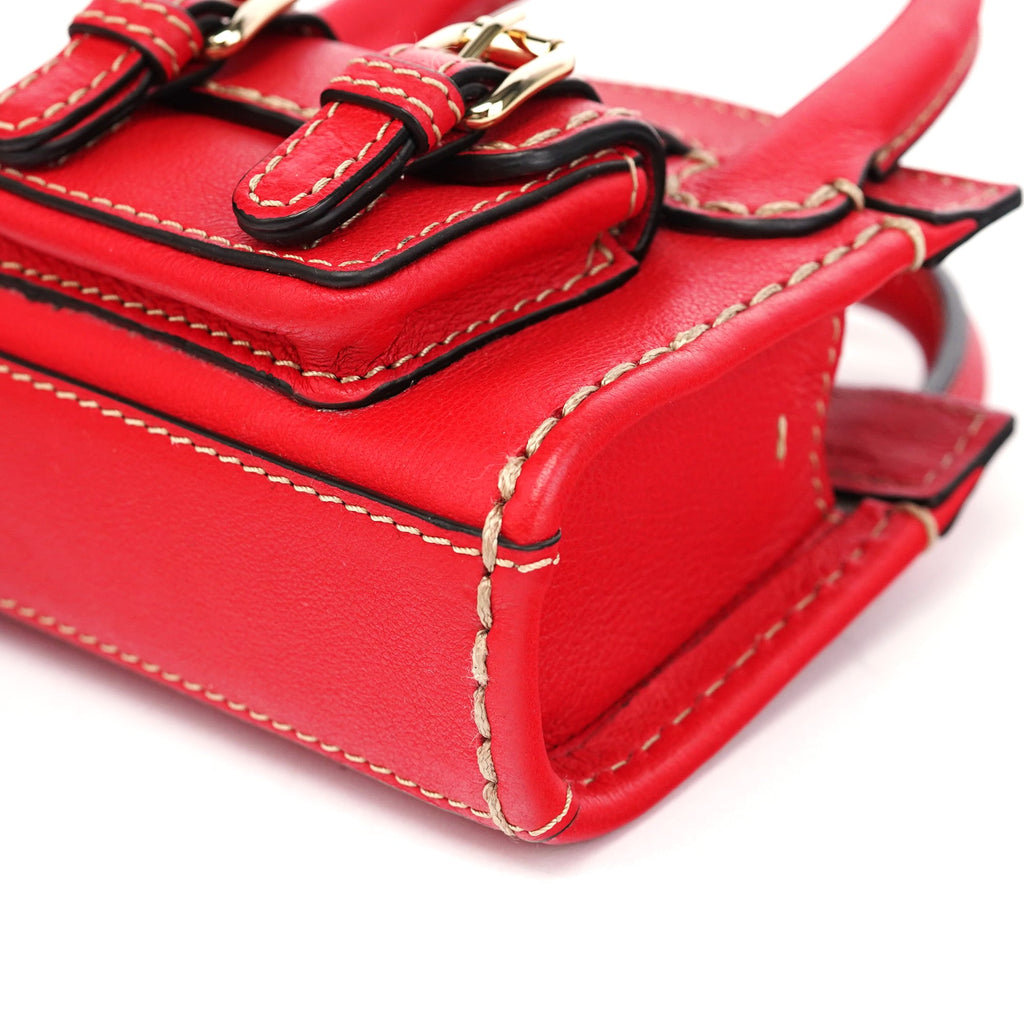 Burgundy Leather Micro Edith Bag