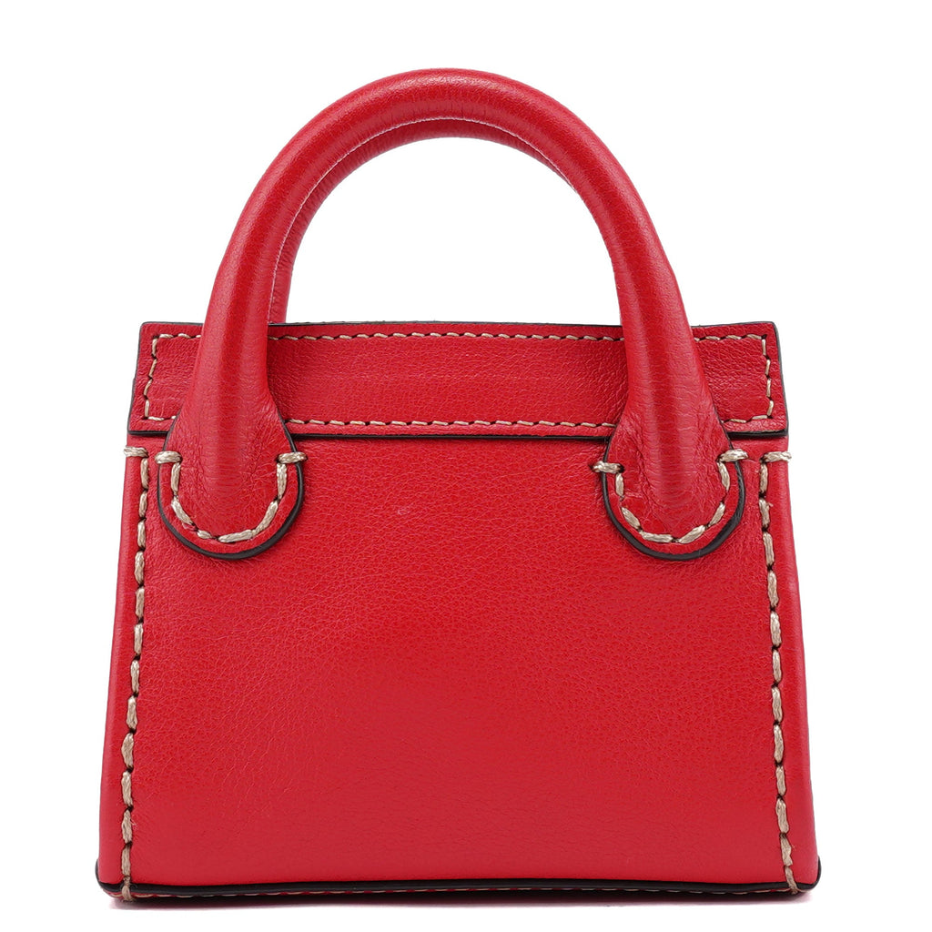 Burgundy Leather Micro Edith Bag