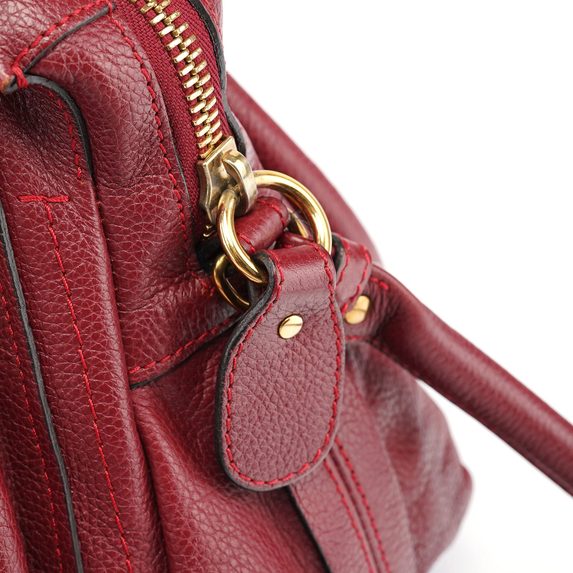 Burgundy Leather Paraty 2-Way Shoulder Bag