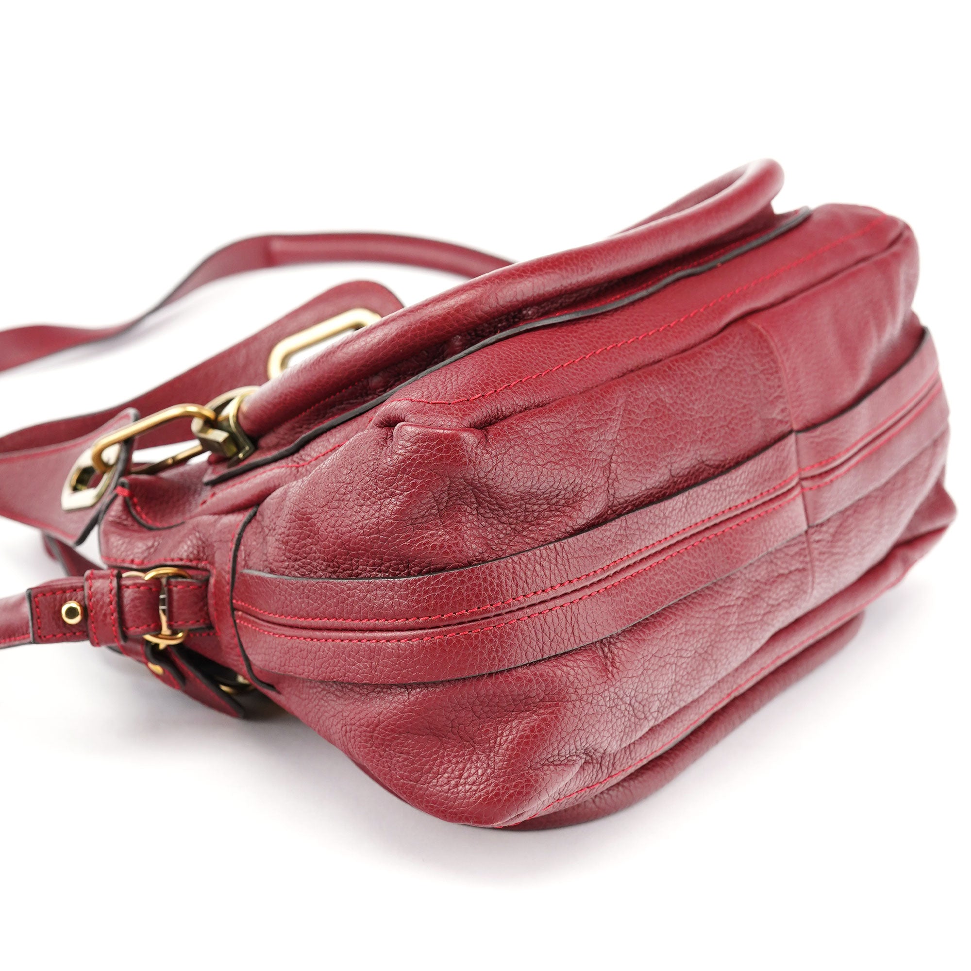 Burgundy Leather Paraty 2-Way Shoulder Bag