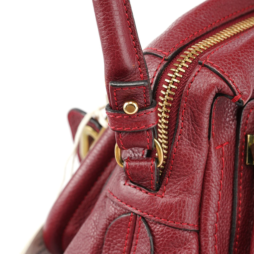 Burgundy Leather Paraty 2-Way Shoulder Bag