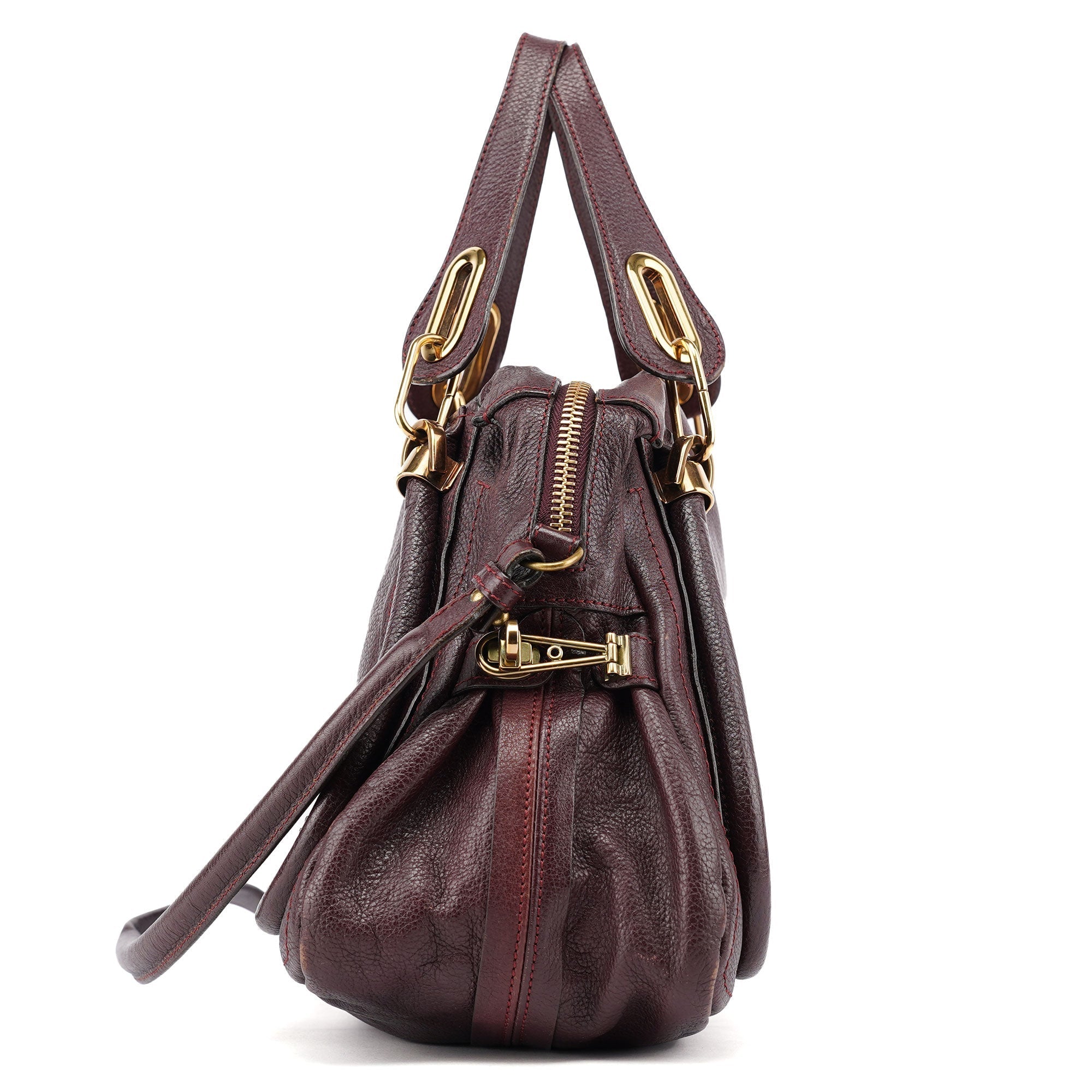 Burgundy Leather Paraty 2-Way Shoulder Bag