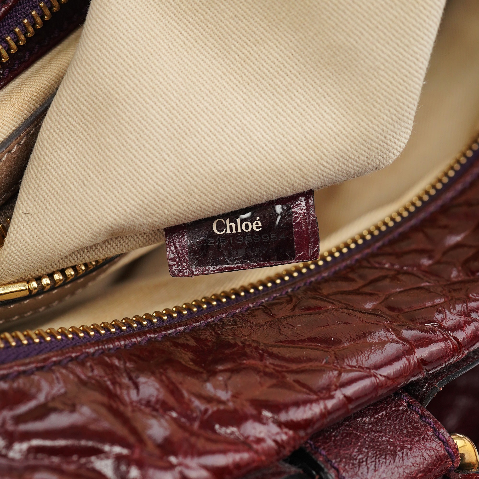 Burgundy Patent Leather Bay Tote Bag