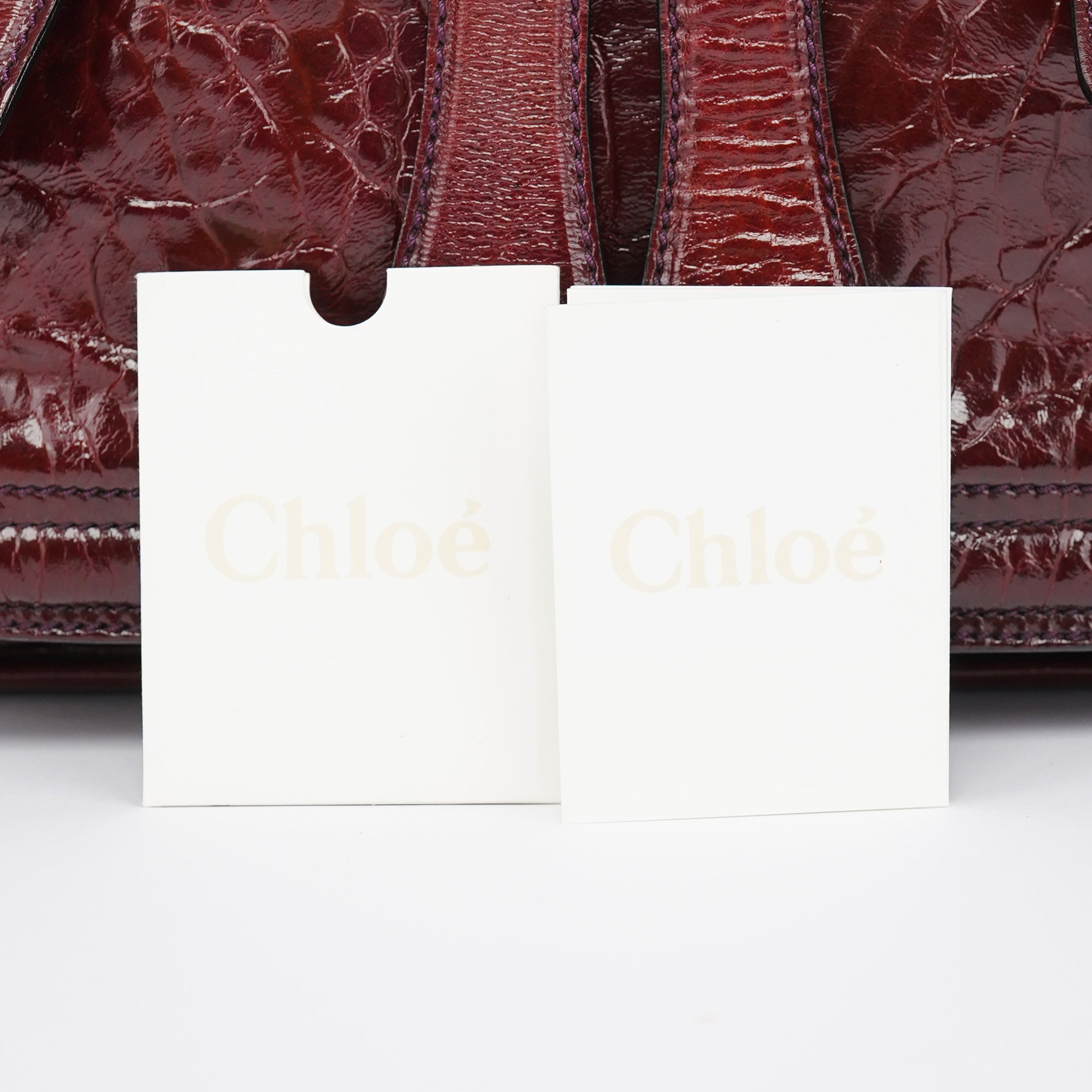 Burgundy Patent Leather Bay Tote Bag