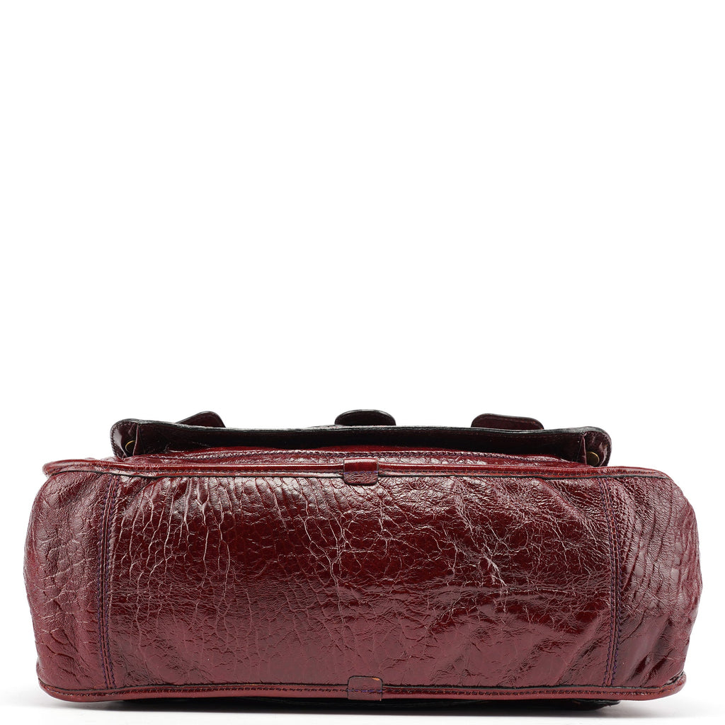 Burgundy Patent Leather Bay Tote Bag