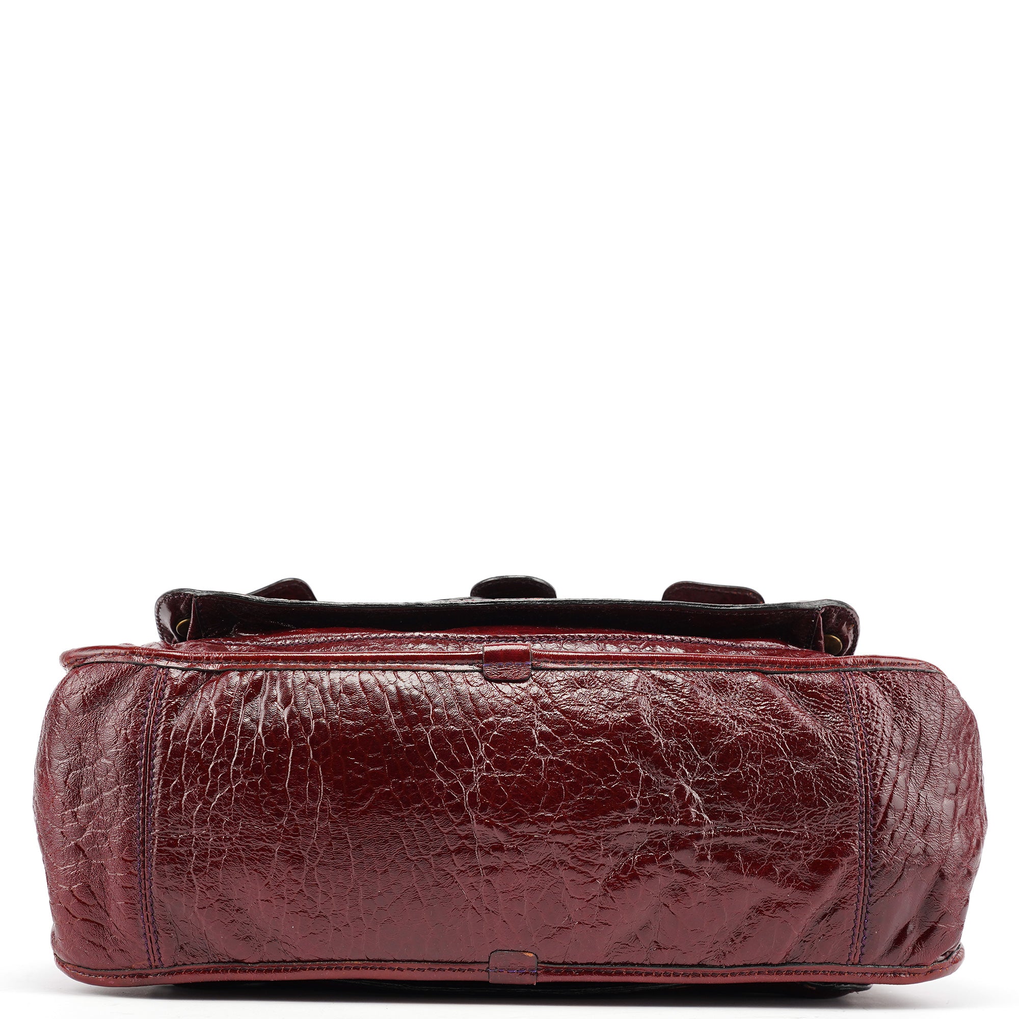 Burgundy Patent Leather Bay Tote Bag