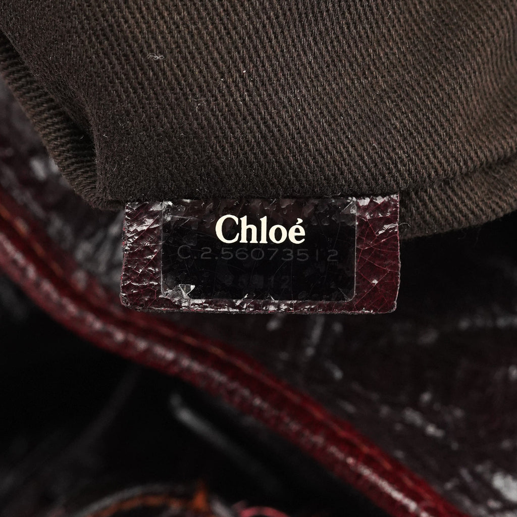 Burgundy Patent Leather Bay Tote Bag