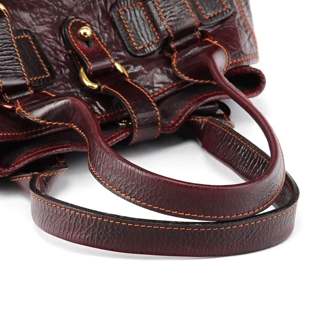 Burgundy Patent Leather Bay Tote Bag