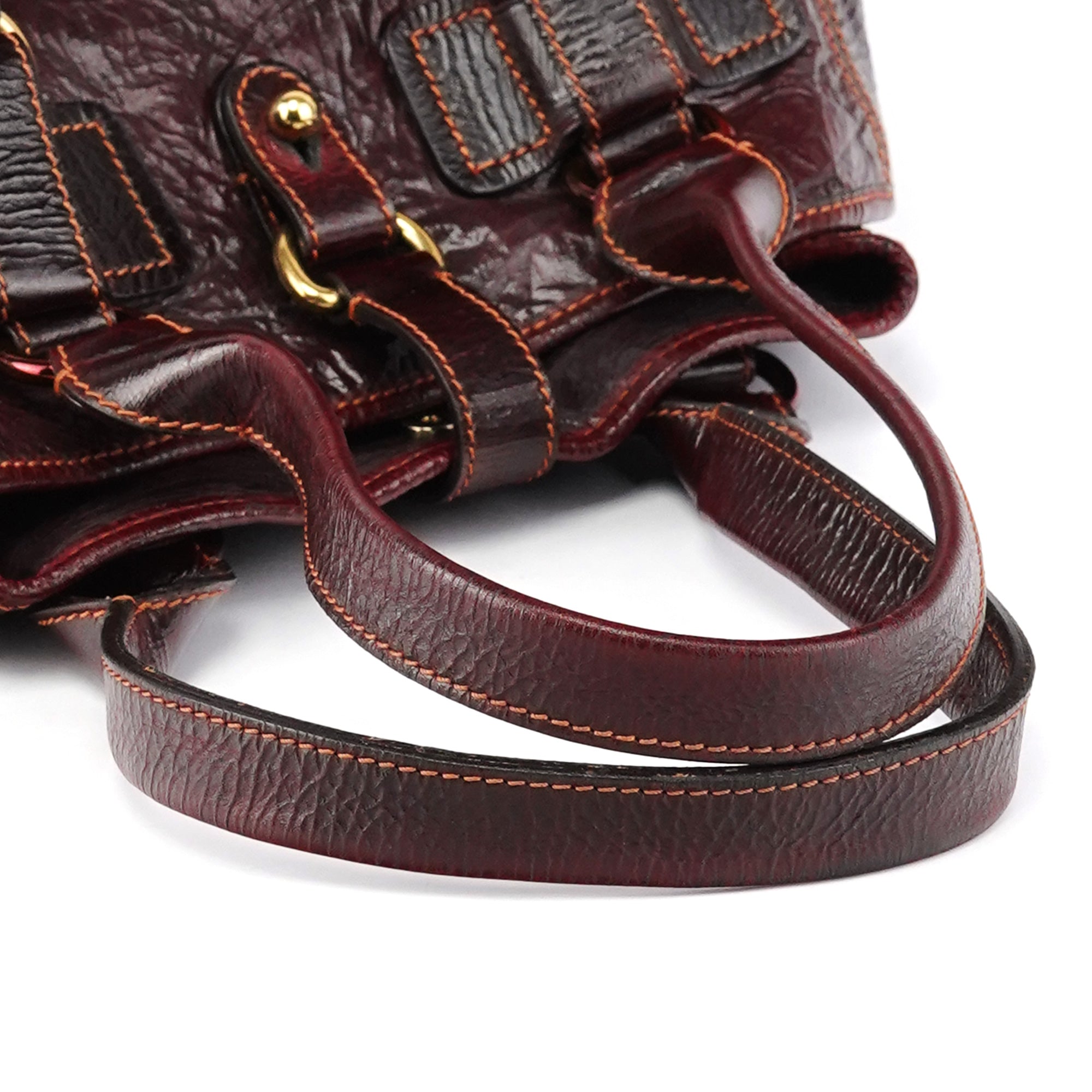 Burgundy Patent Leather Bay Tote Bag