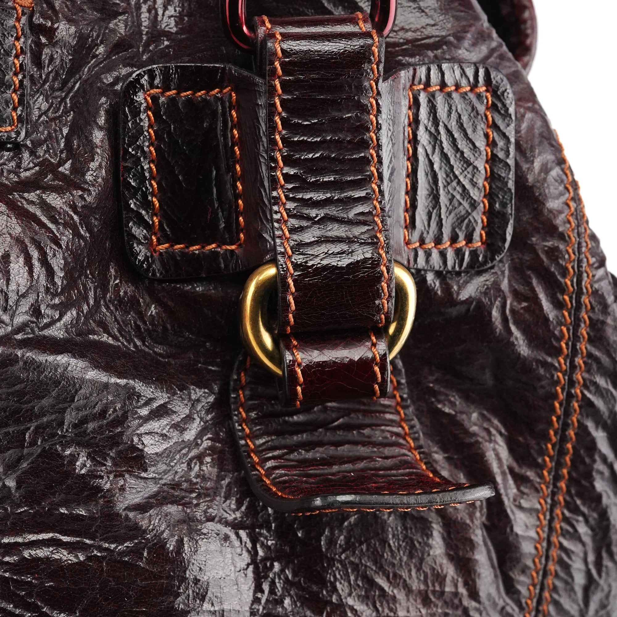 Burgundy Patent Leather Bay Tote Bag