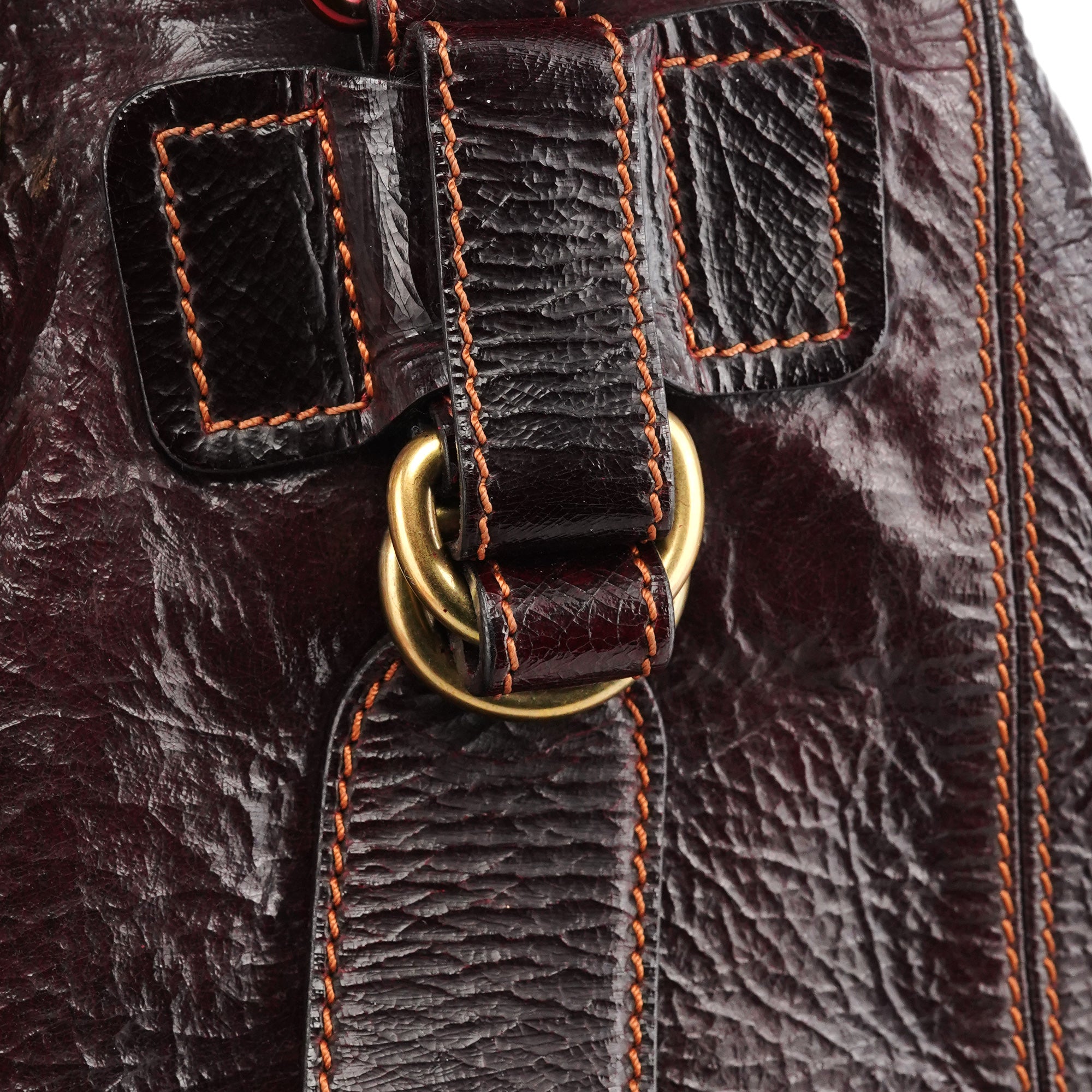 Burgundy Patent Leather Bay Tote Bag