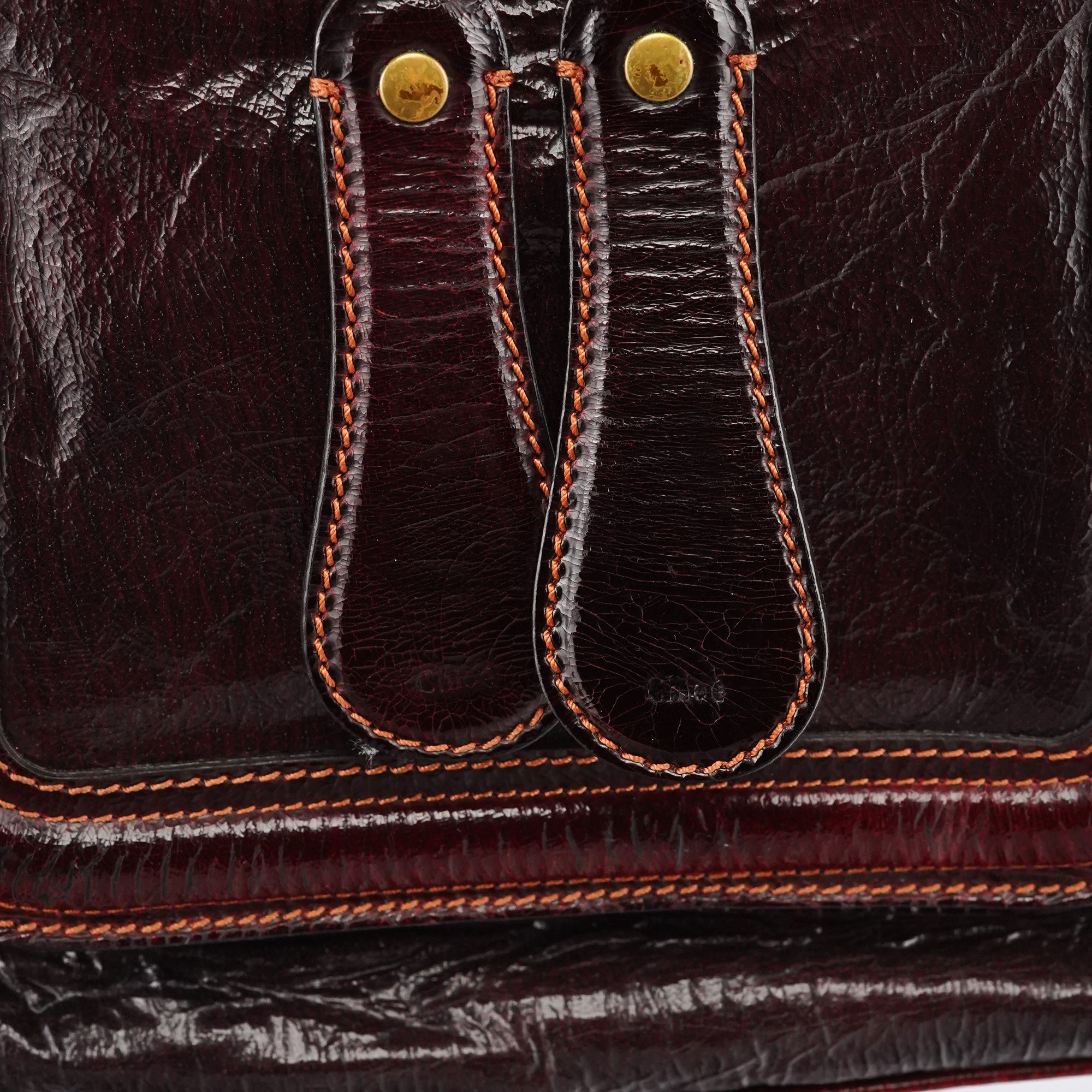 Burgundy Patent Leather Bay Tote Bag