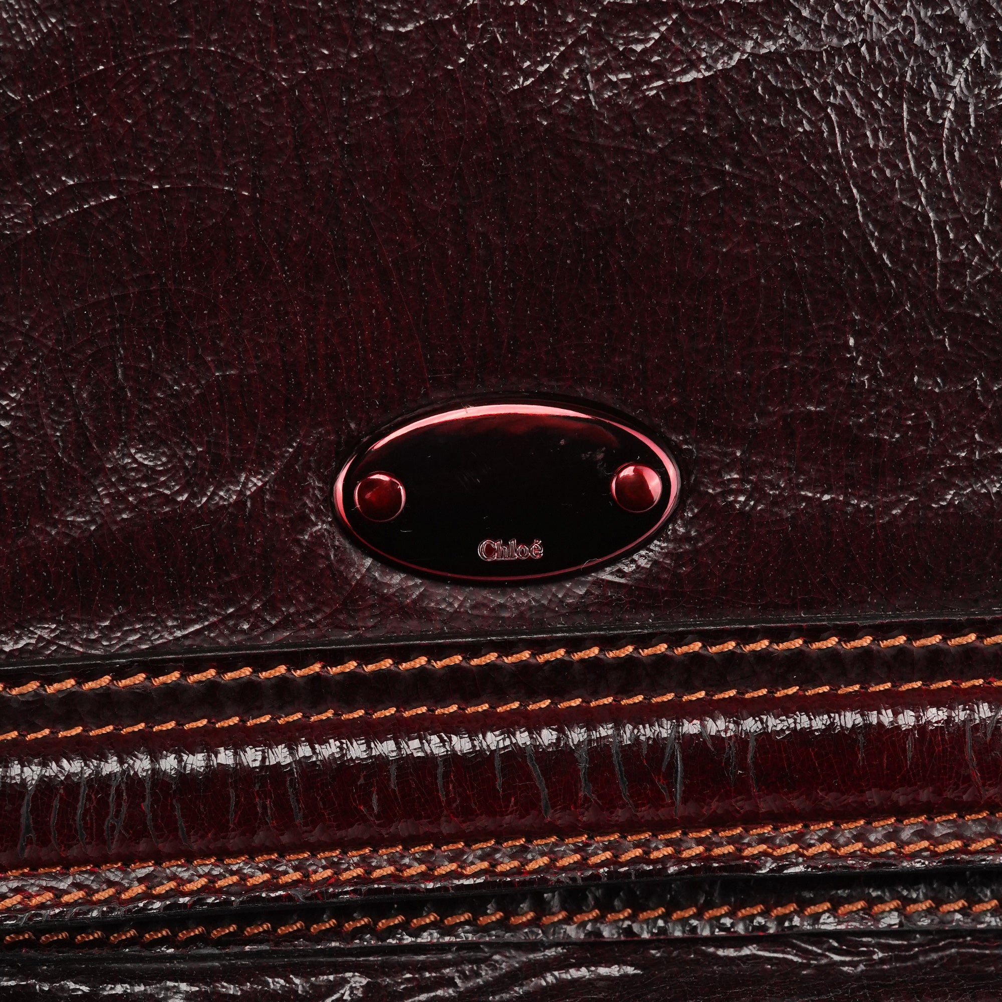 Burgundy Patent Leather Bay Tote Bag