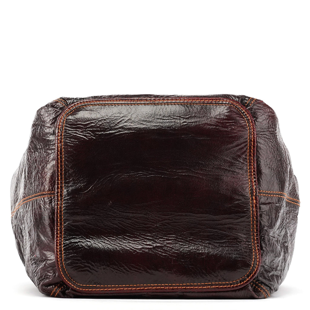 Burgundy Patent Leather Bay Tote Bag
