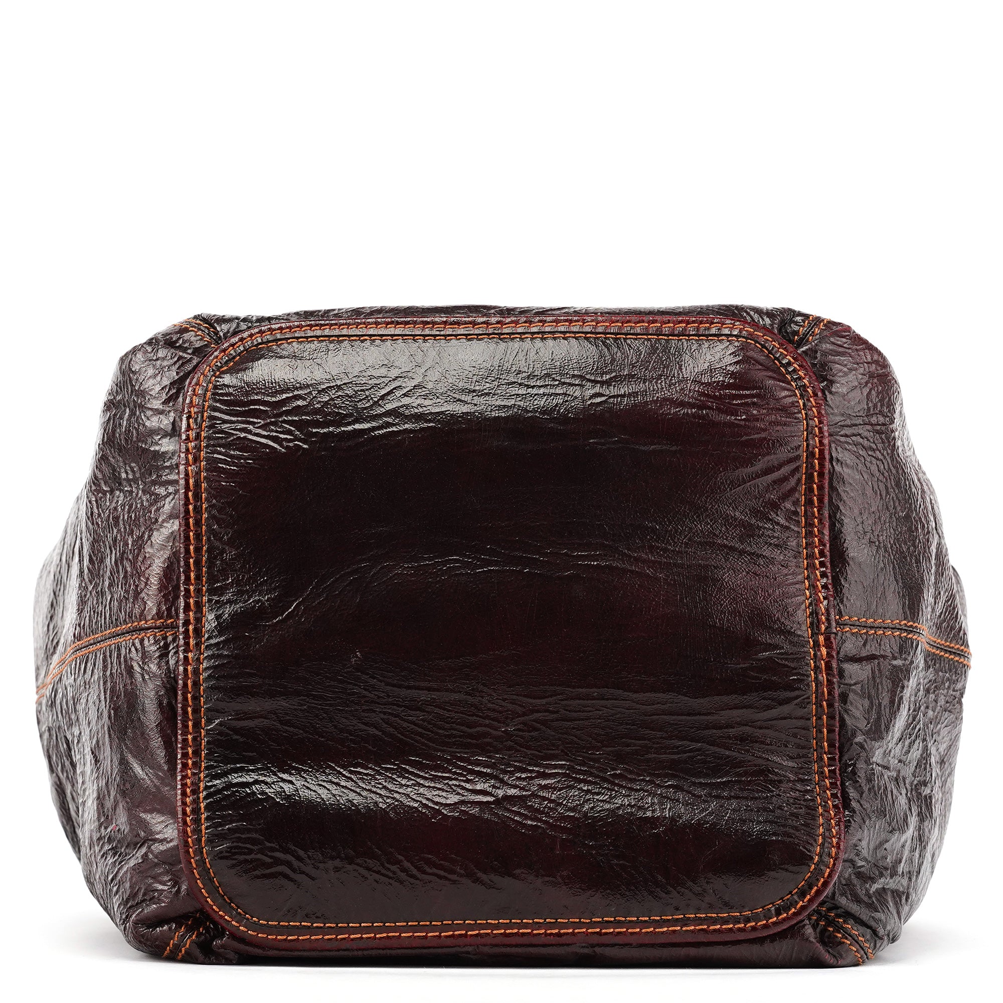 Burgundy Patent Leather Bay Tote Bag