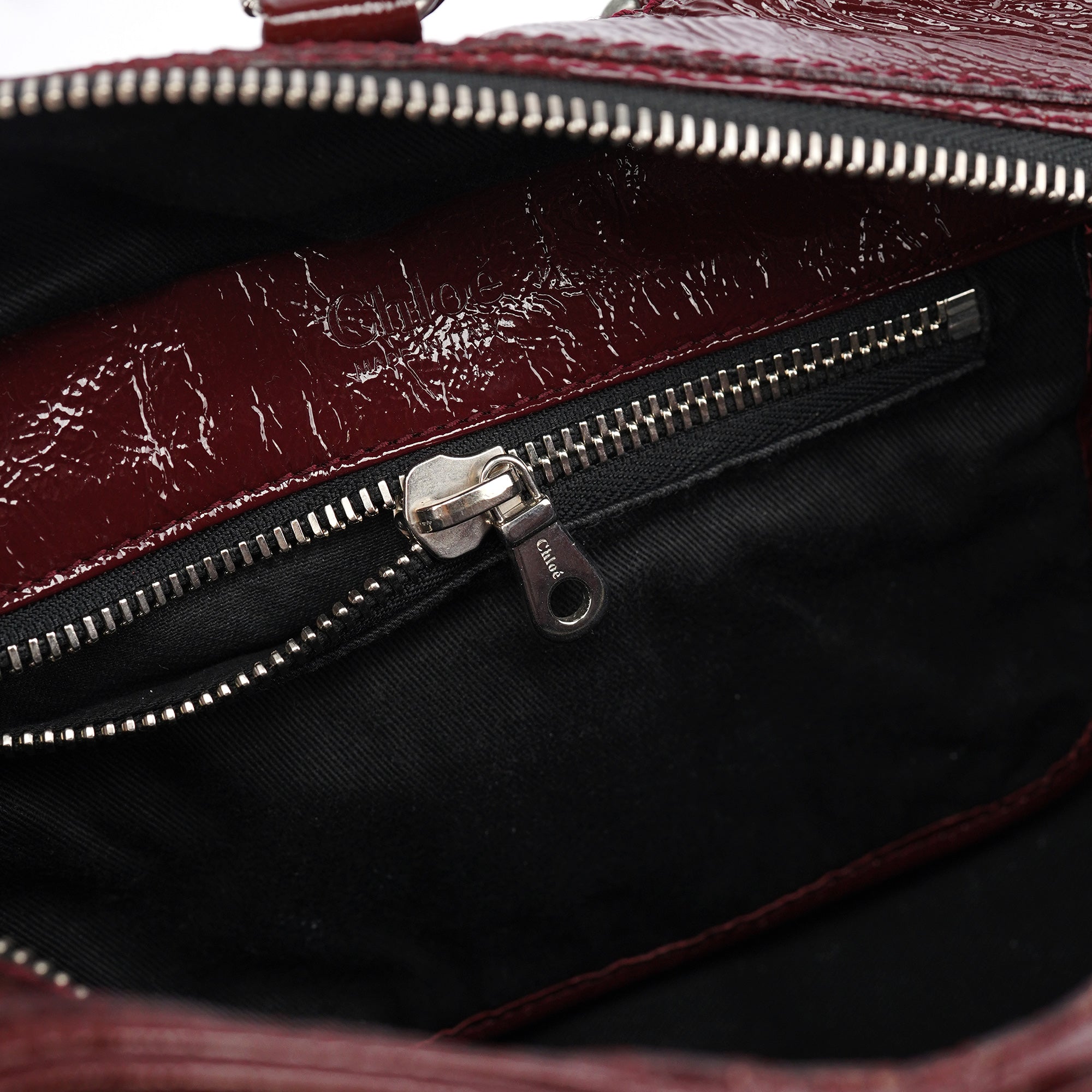 Burgundy Patent Leather Betty Tote Bag