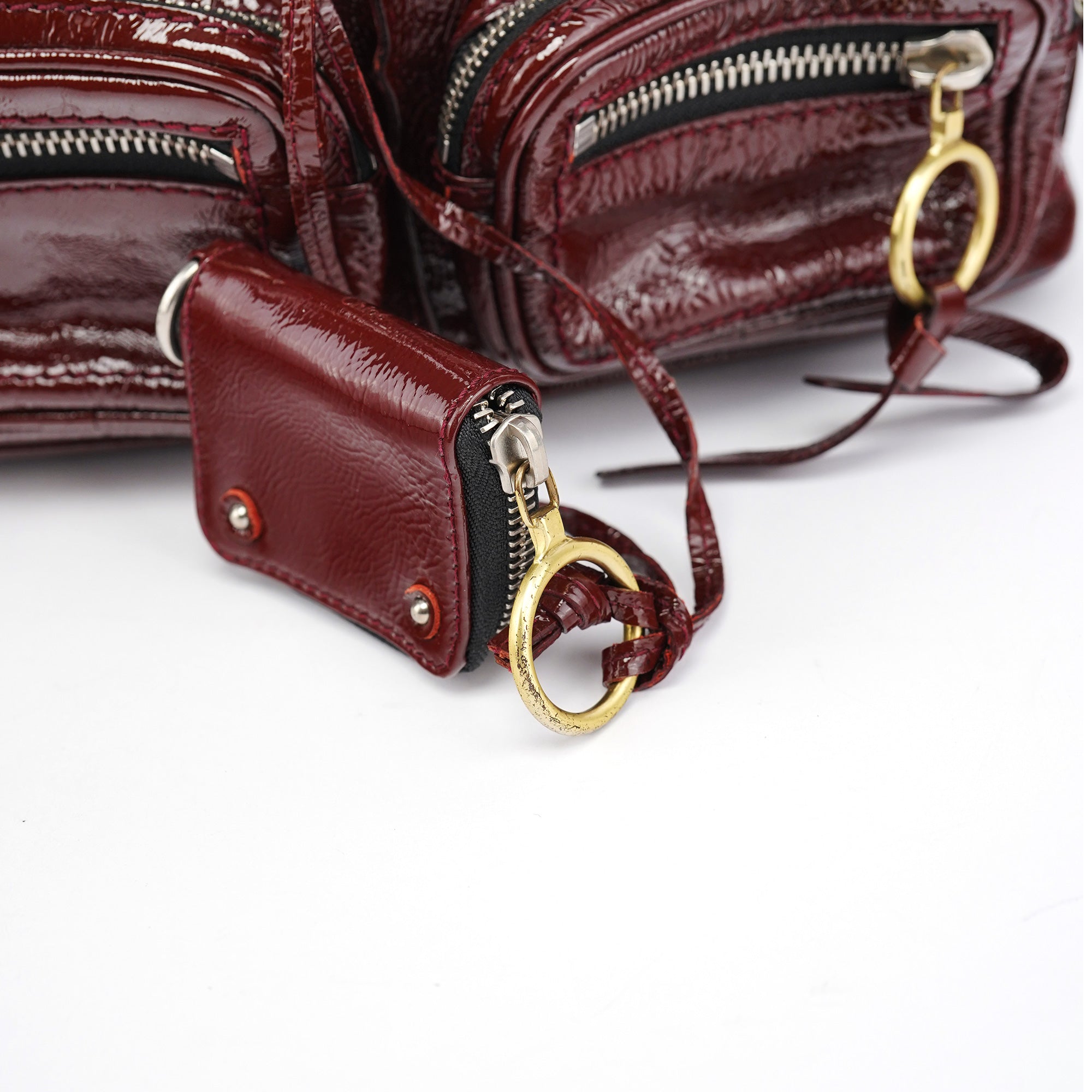 Burgundy Patent Leather Betty Tote Bag