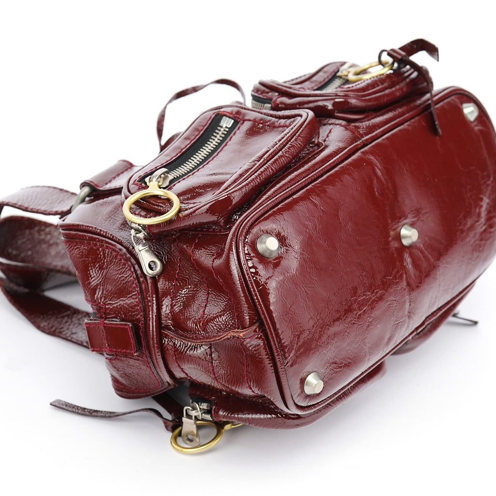 Burgundy Patent Leather Betty Tote Bag