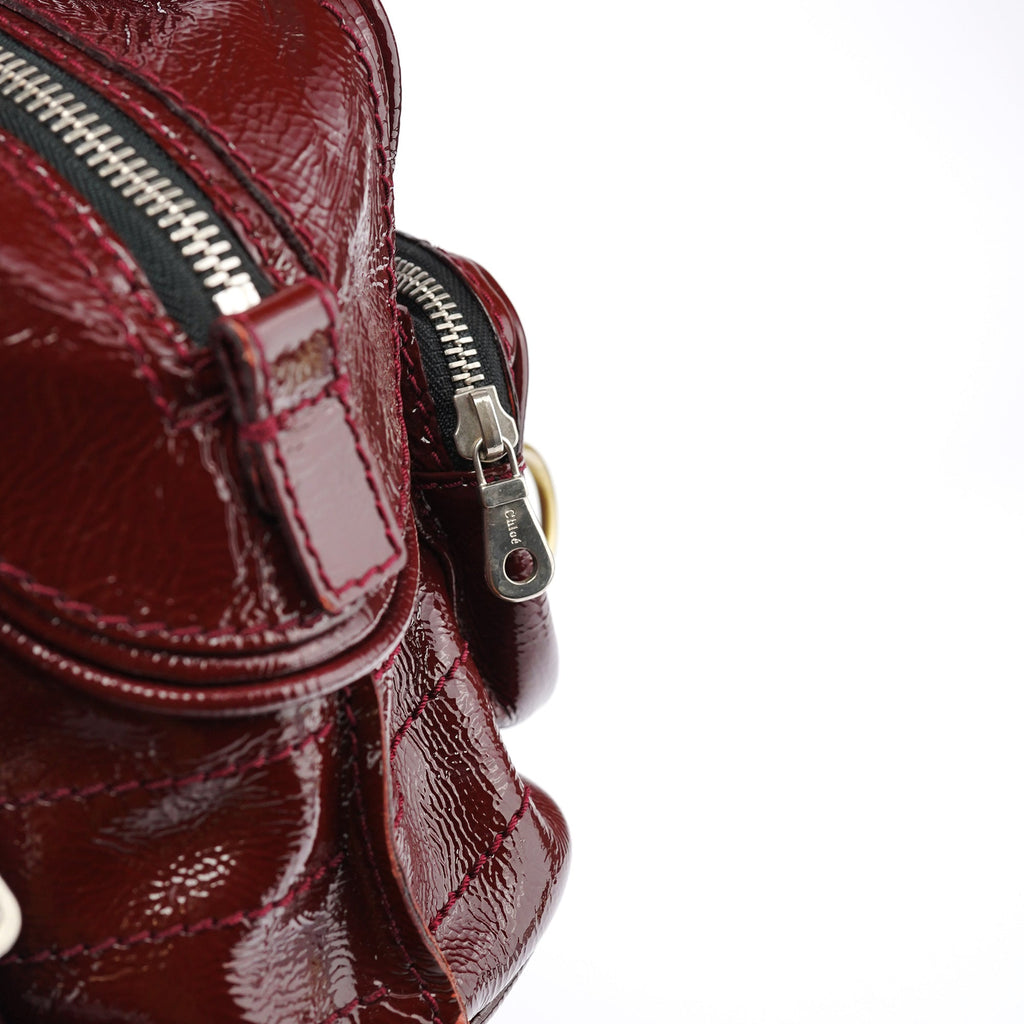 Burgundy Patent Leather Betty Tote Bag