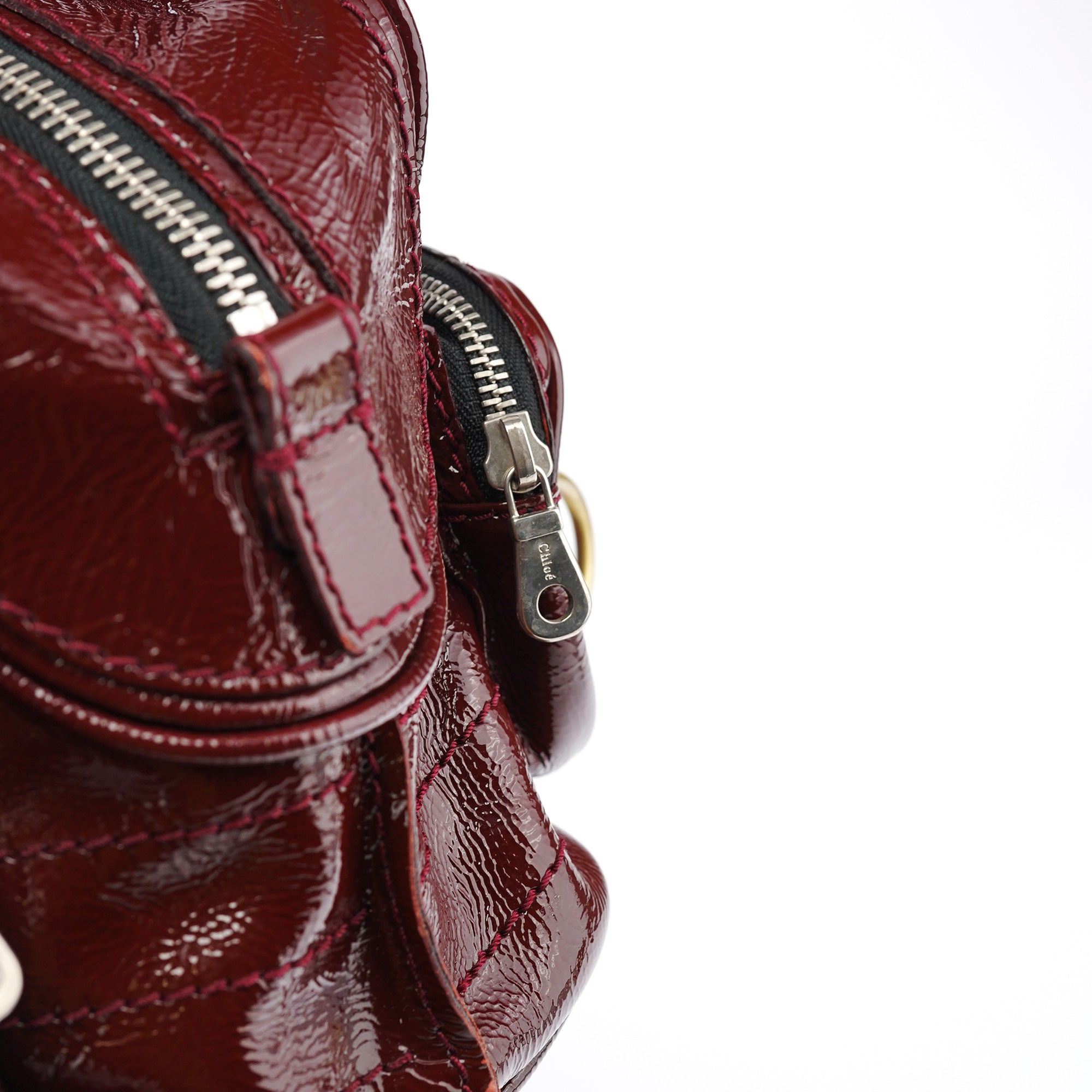 Burgundy Patent Leather Betty Tote Bag
