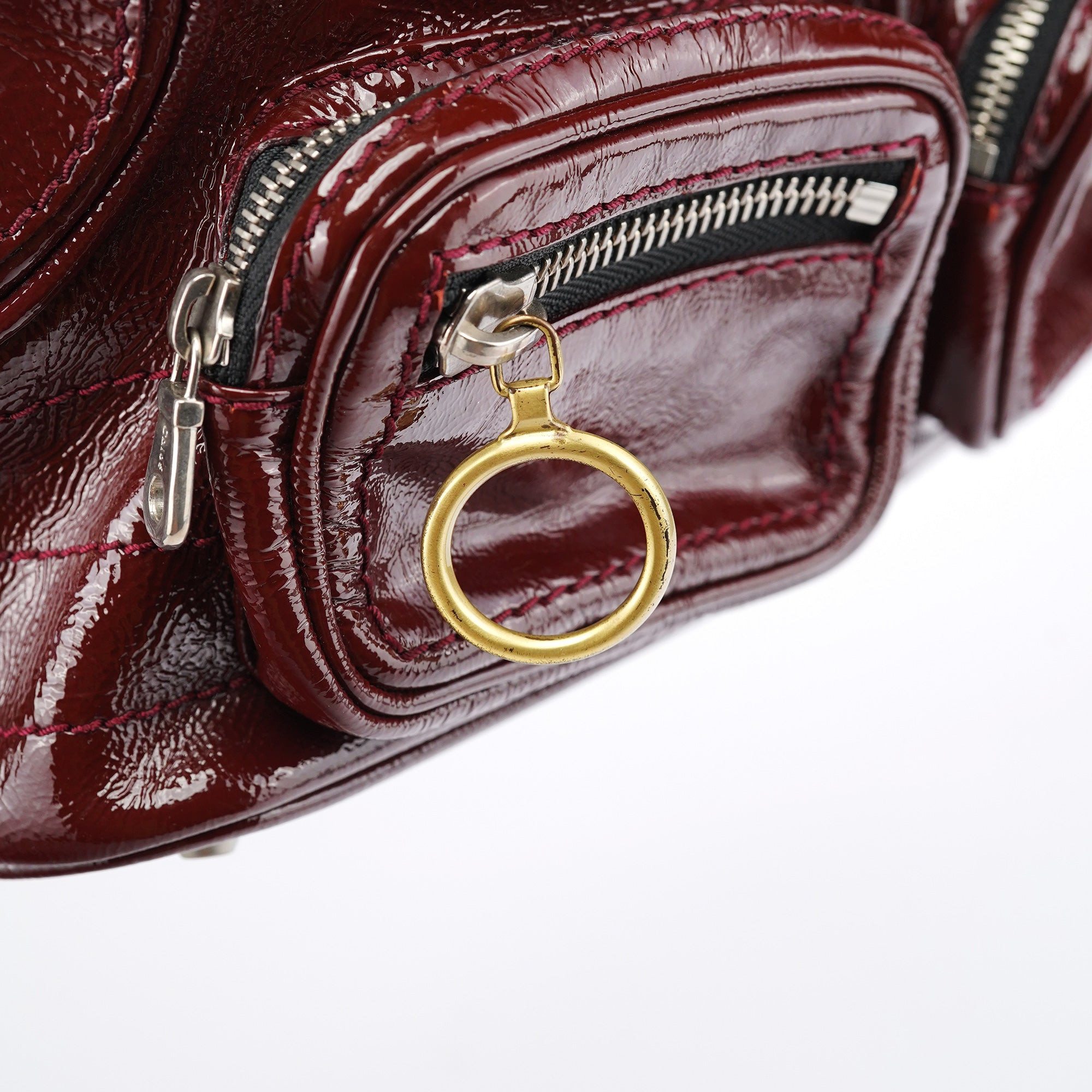 Burgundy Patent Leather Betty Tote Bag