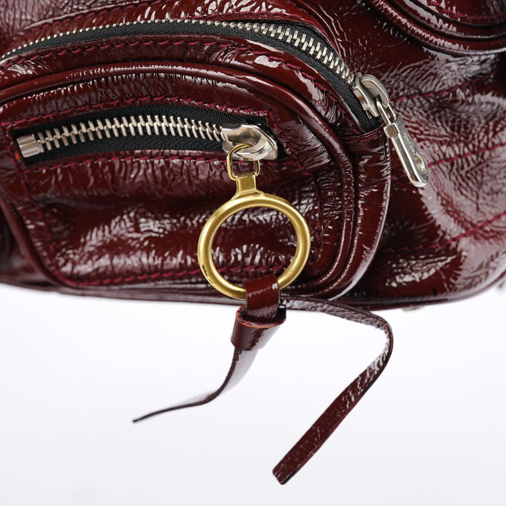 Burgundy Patent Leather Betty Tote Bag