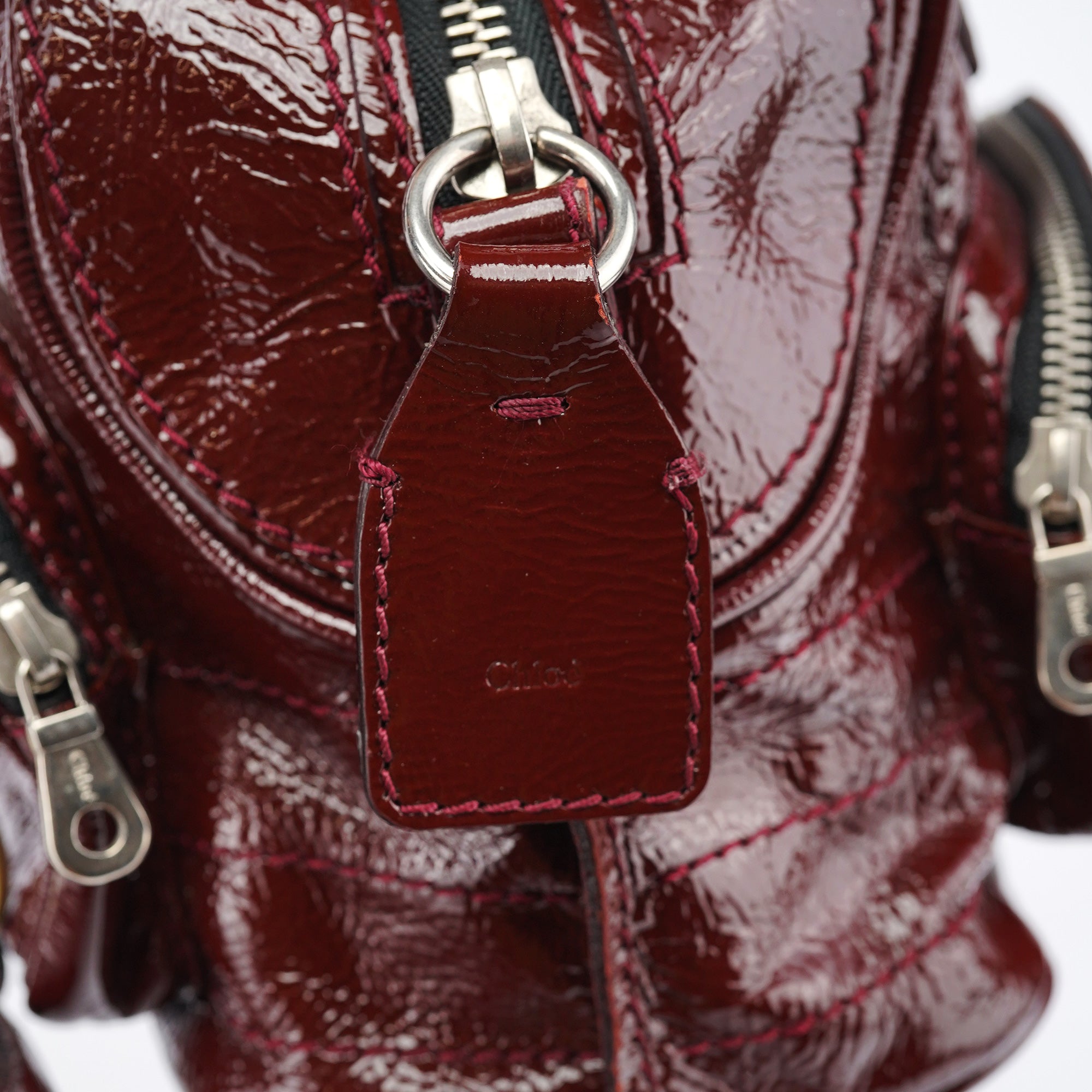 Burgundy Patent Leather Betty Tote Bag