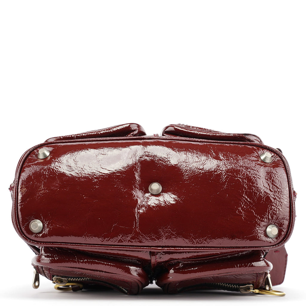 Burgundy Patent Leather Betty Tote Bag