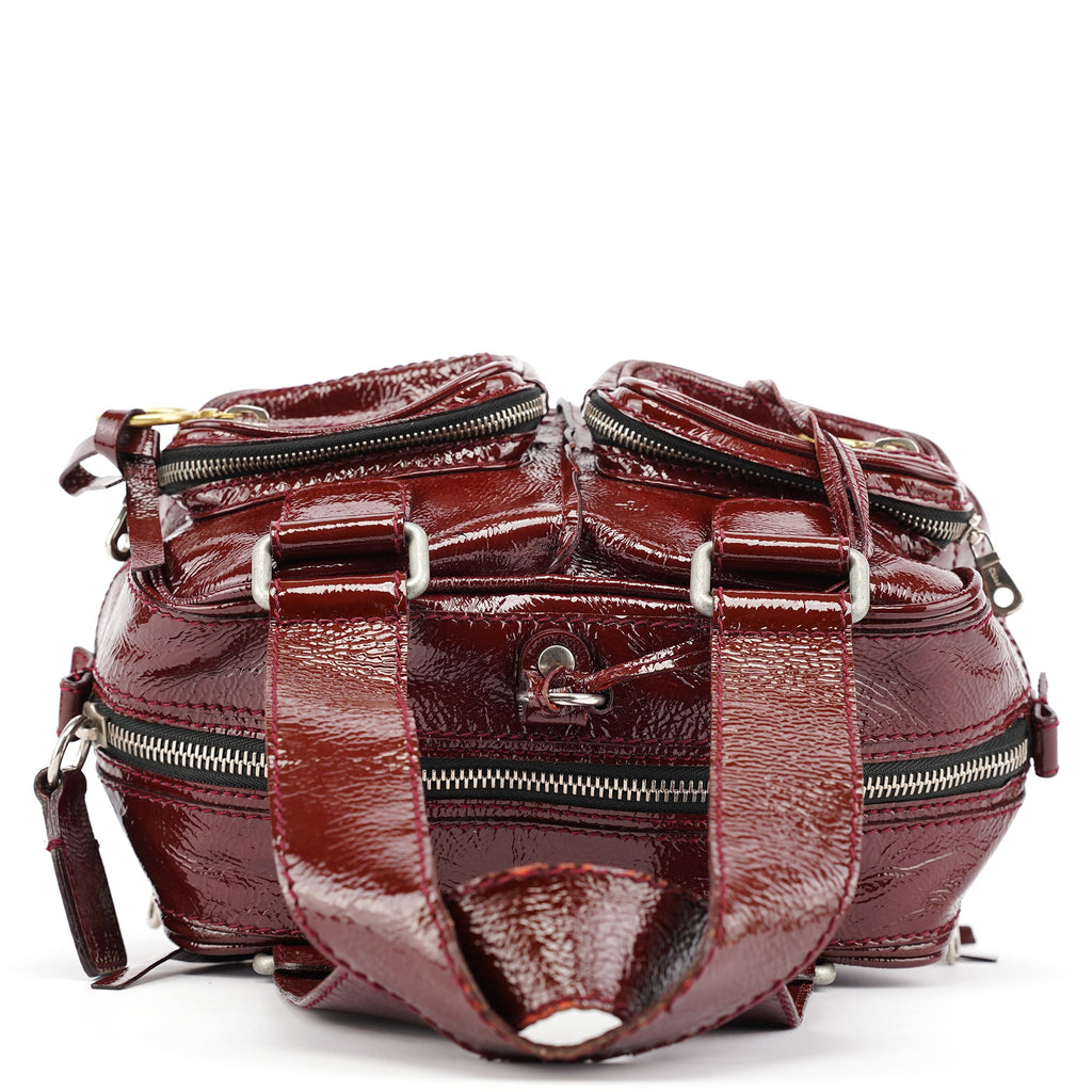 Burgundy Patent Leather Betty Tote Bag