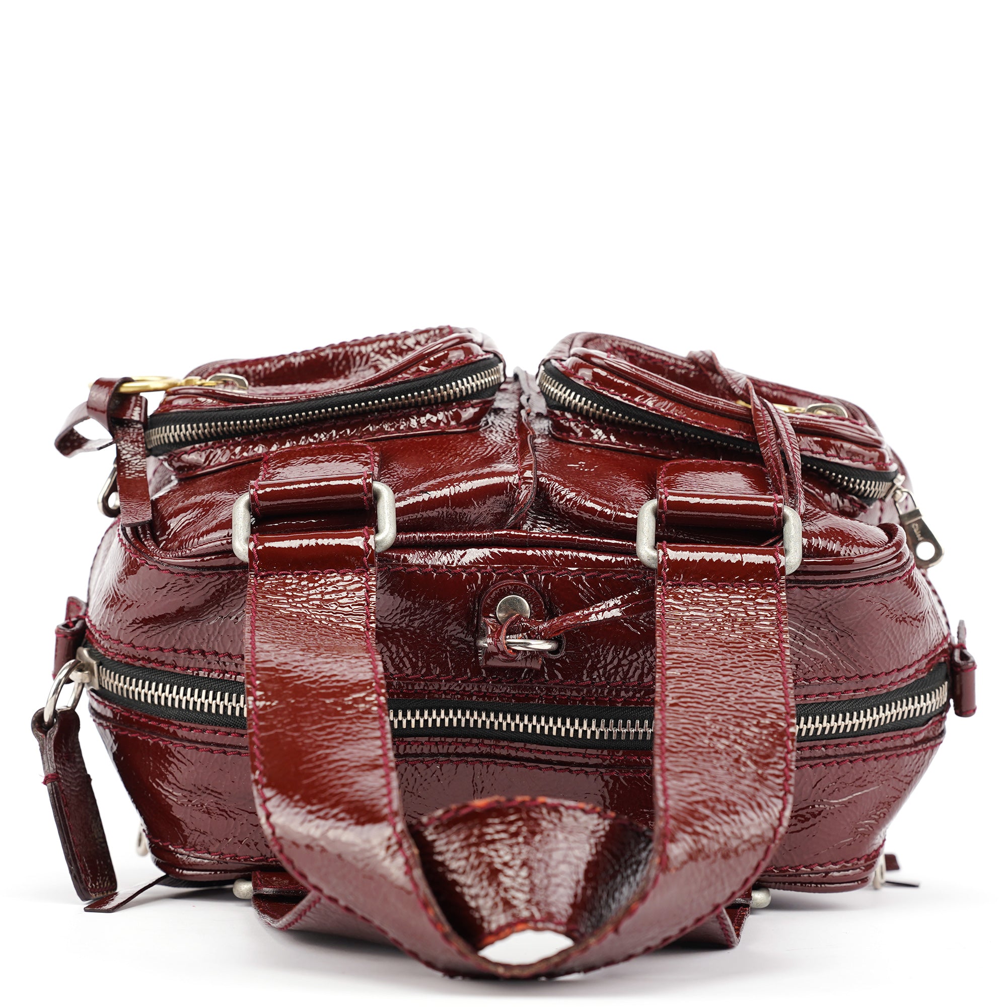 Burgundy Patent Leather Betty Tote Bag