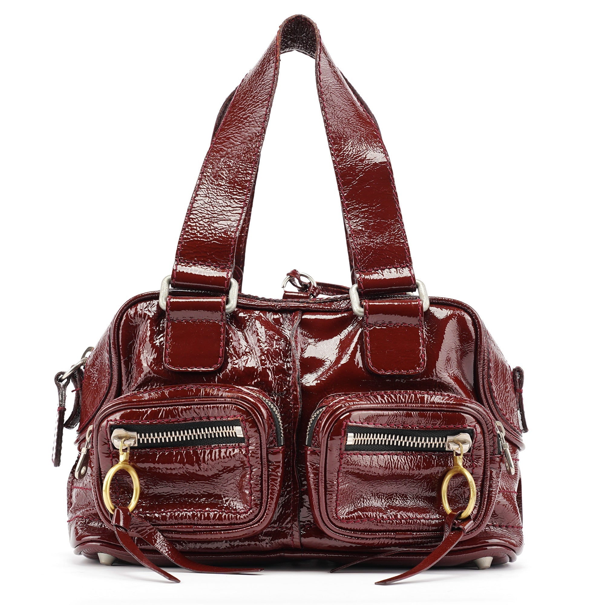 Burgundy Patent Leather Betty Tote Bag
