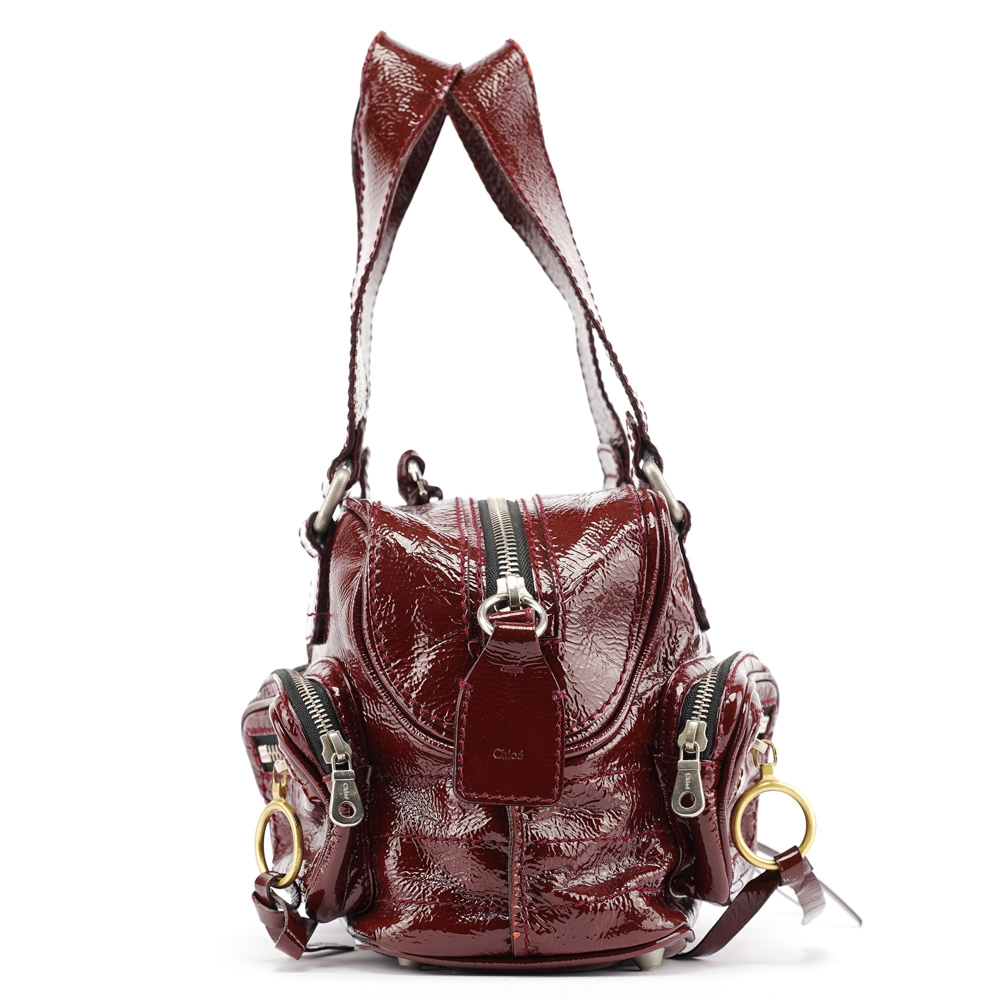 Burgundy Patent Leather Betty Tote Bag