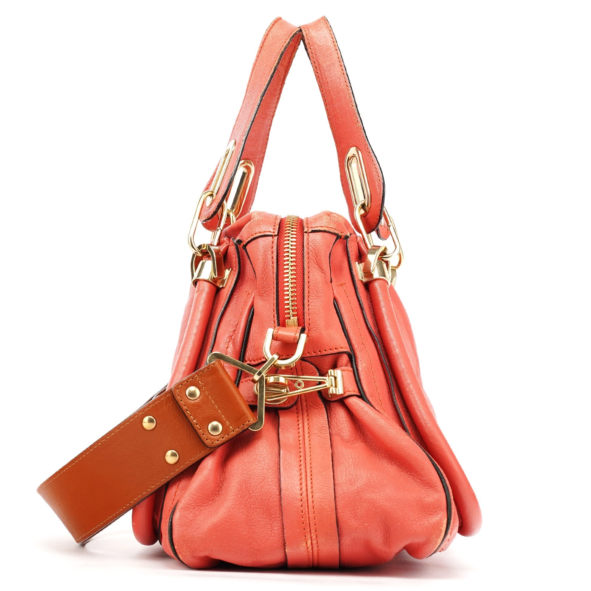 Coral Pink Leather Paraty 2-Way Bag