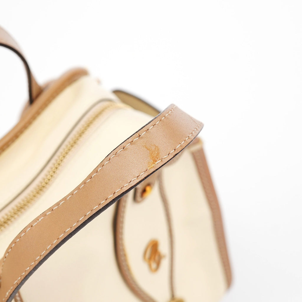Cream Leather 2-Way Tote Bag