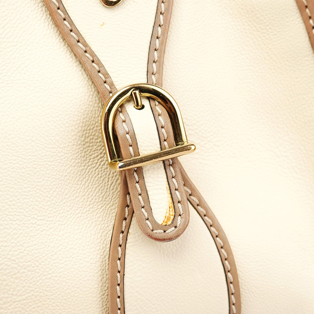 Cream Leather 2-Way Tote Bag