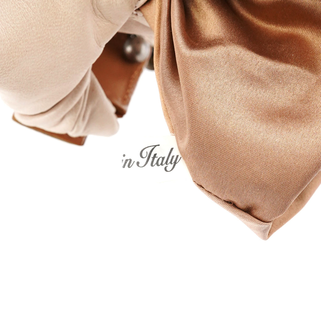 Cream Leather Embroidered Embwellished Hobo Bag