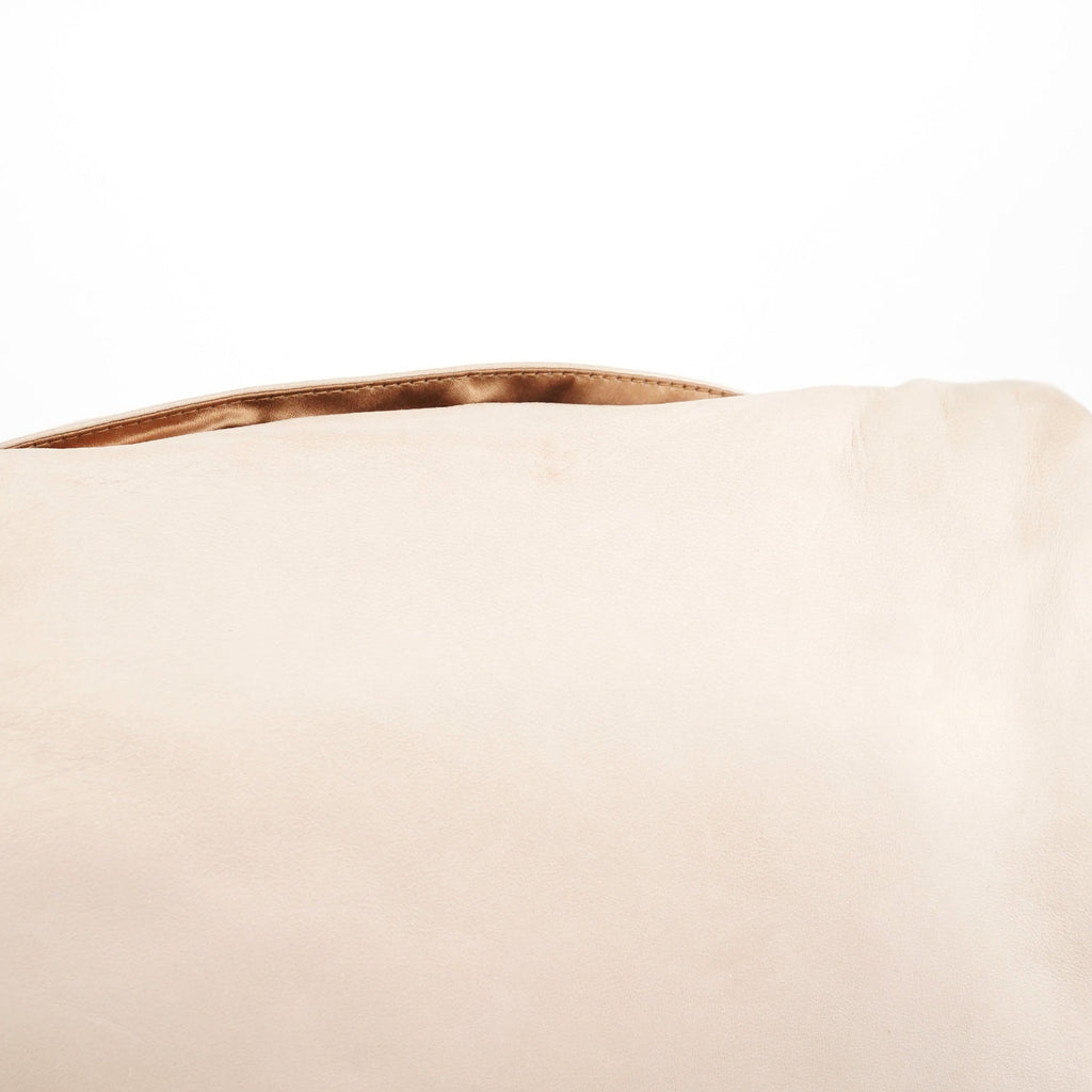 Cream Leather Embroidered Embwellished Hobo Bag