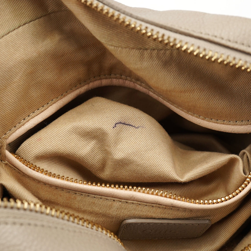Cream Leather Paraty 2-Way Shoulder Bag
